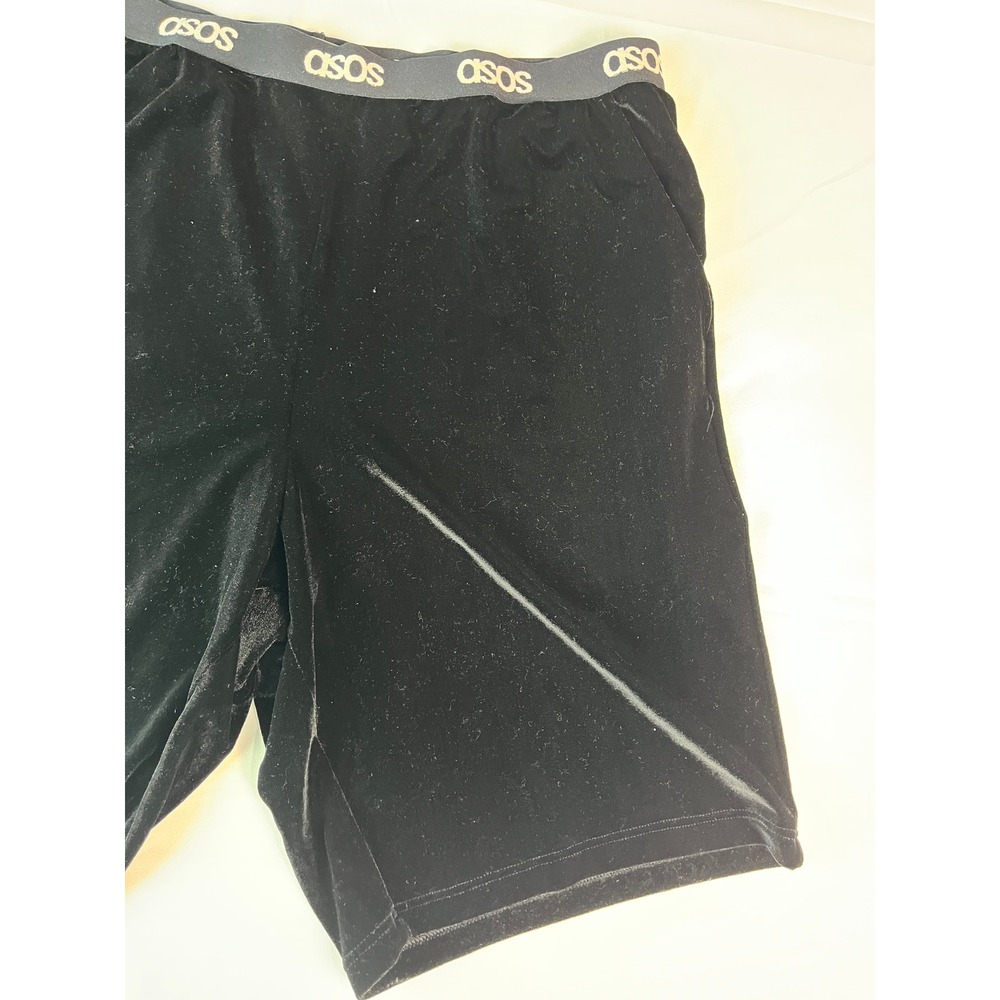 ASOS Black‎ Velvet Shorts Lounge Sleepwear Elastic Waistband Medium